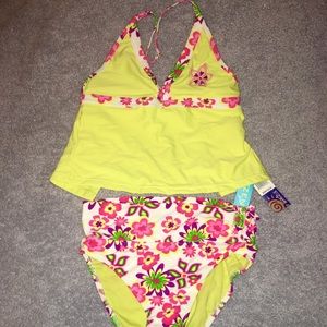 Jantzen lime floral swim suit size 14 brand new!